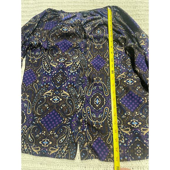 Banana Republic Blouse Long Sleeve Paisley Top Womens Sz Small Blue Black Purple - Picture 4 of 8